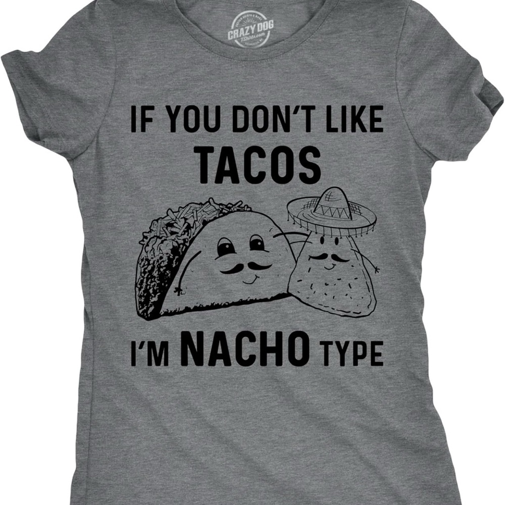 Crazy Dog T-Shirts Gray Taco Graphic Tee